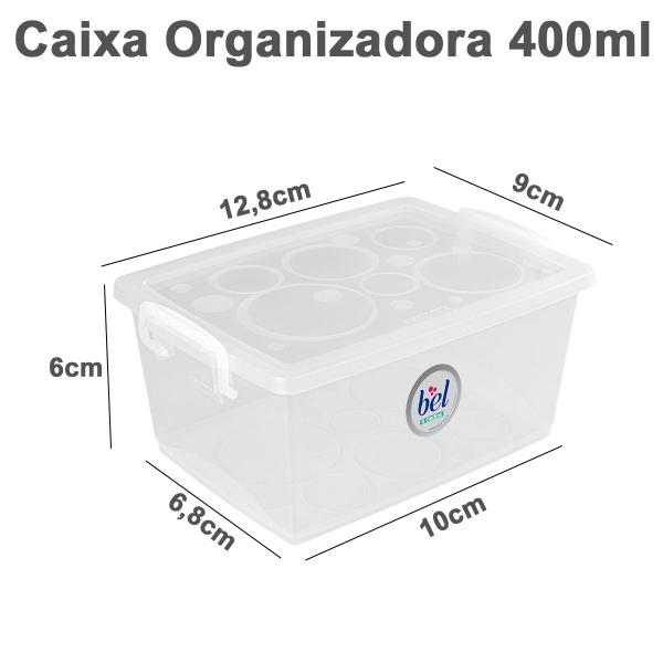 Imagem de Caixa Organizadora Tampa com Trava 400ml Mini Pote Multiuso Empilhável Plástico Transparente Ordene