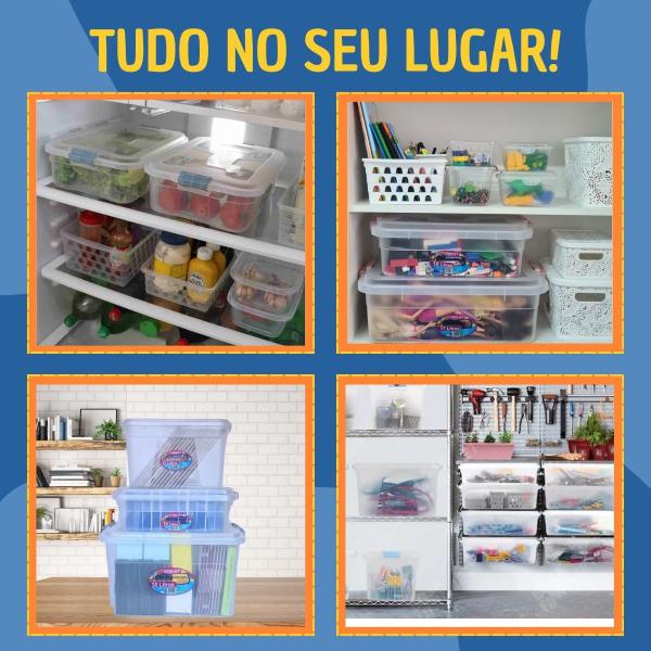 Imagem de Caixa Organizadora Transparente  Grande Com Tampa Multiuso 30 Litros Cesto Organizador Brinquedo Roupa Livros Utensílio