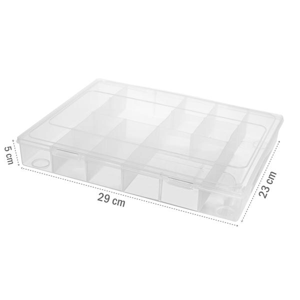 Imagem de Caixa Organizadora Transparente Plástico 12 Divisórias 29cm - Jaguar