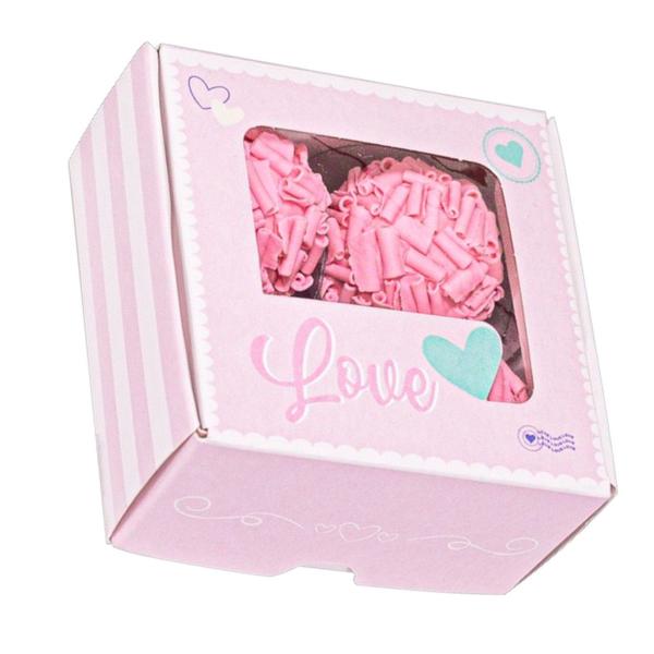 Imagem de Caixa Papel Decorada Practice Visor With Love Para 4 Doce Brigadeiro 8x8x4 C/10