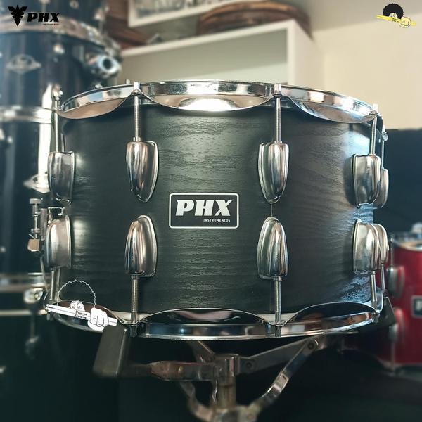 Imagem de Caixa para bateria - PHX Music BLACK Wood 14x8 - Casco em Basswood e aros Triplo Flange