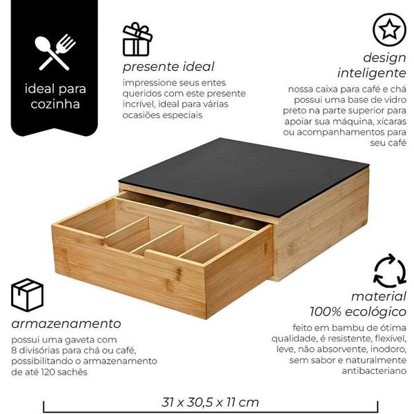 Imagem de Caixa Para Café e Chá em Bambu Ecokitchen  Mimo Style