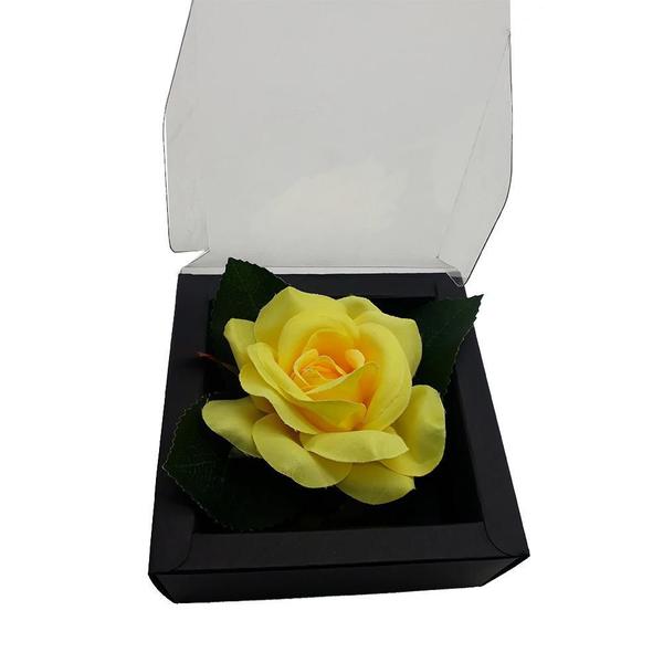 Caixa Para Presente Com Rosa Encantada Amor Lindo Amarelo - Amor Lindo Boutique Imagem de Caixa Para Presente Com Rosa Encantada Amor Lindo Amarelo