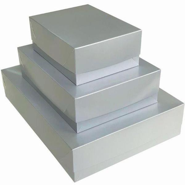 Caixa para Presente com Tampa MD 26X19X7,5 Prata - Cristina Imagem de Caixa para Presente com Tampa MD 26X19X7,5 Prata