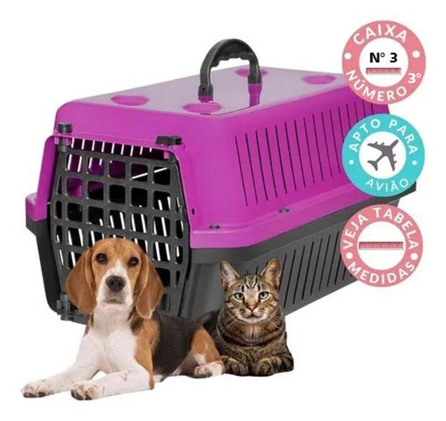 Imagem de Caixa para transporte numero 3 cachorro gato coelho lavavel viagem passeio seguro higienica (rosa)