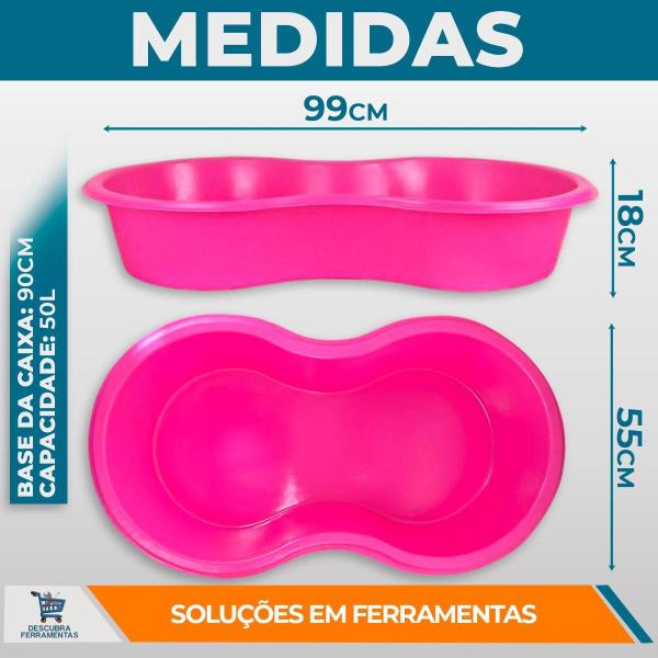 Imagem de Caixa Piscina Infantil Azul Formato Feijão Caixa Multiuso Polietileno 50L Compacta Plástica Afort