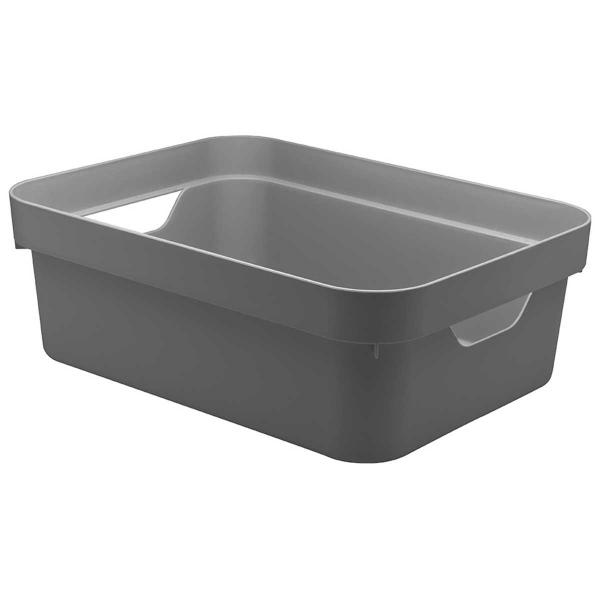 Caixa Plástica 10,5L Organizadora Multiuso OU Cube Cinza Imagem de Caixa Plástica 10,5L Organizadora Multiuso OU Cube Cinza