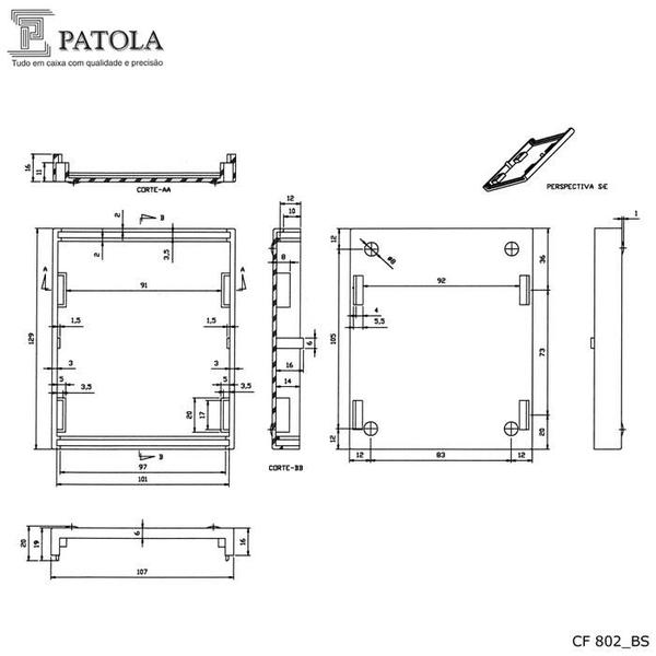 Caixa Plástica CF-802 com furos - Patola Imagem de Caixa Plástica CF-802 com furos - Patola
