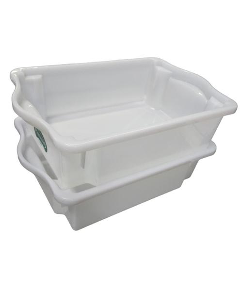 Imagem de CAIXA PLASTICA EMPILHÁVEL BRANCA 10L COM TAMPA 44x29x13CM