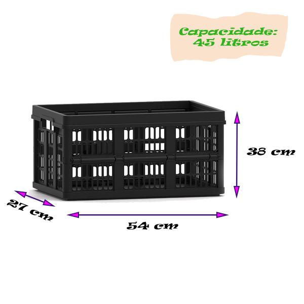 Caixa Plástica Organizadora com 45 Litros Dobrável 54x38 cm Grande - Helsim Imagem de Caixa Plástica Organizadora com 45 Litros Dobrável 54x38 cm Grande