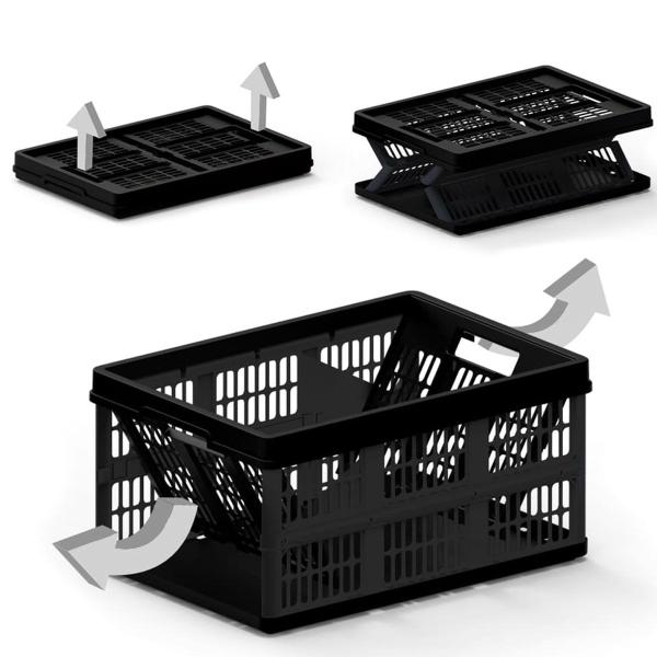 Caixa Plástica Organizadora com 45 Litros Dobrável 54x38 cm Grande - Helsim Imagem de Caixa Plástica Organizadora com 45 Litros Dobrável 54x38 cm Grande
