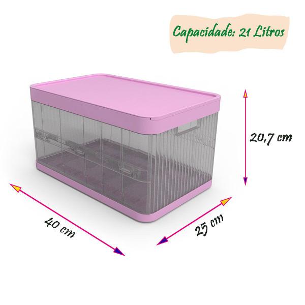 Imagem de Caixa Plástica Organizadora com Tampa e Divisória 21 Litros 40x25cm 