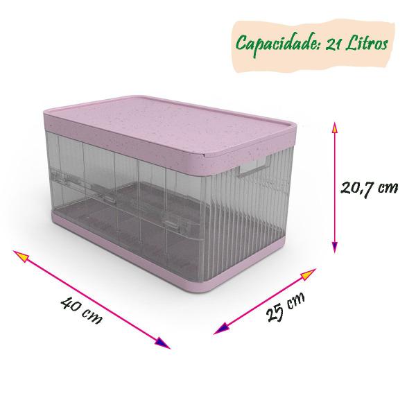 Imagem de Caixa Plástica Organizadora com Tampa e Divisória 21 Litros 40x25cm 