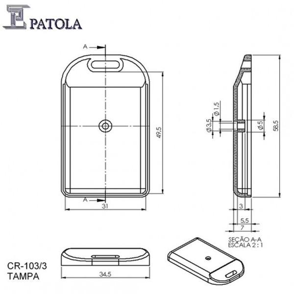 Imagem de Caixa Plástica Para Controle CR-103/3 - Patola