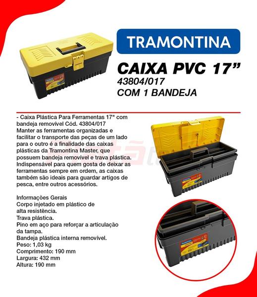 Imagem de Caixa Plastica Pvc 17'' com 1 Bandeja 43804/017 - Tramontina