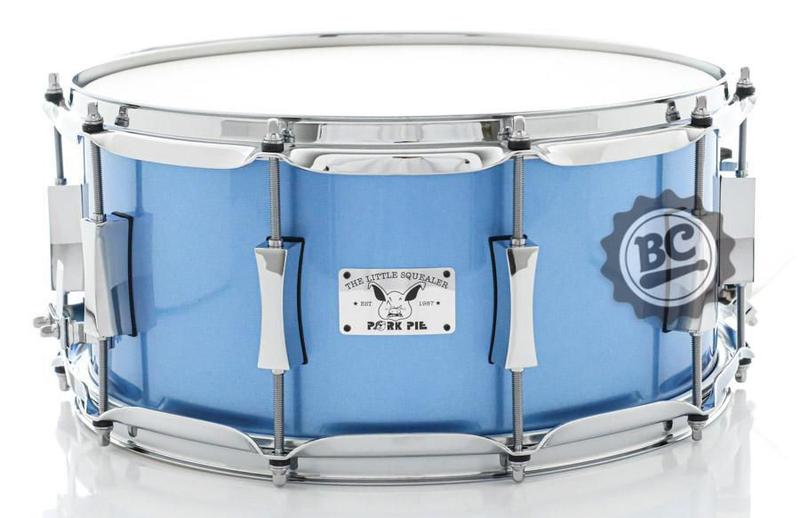 Imagem de Caixa Pork Pie The Little Squealer 14x6,5 Porcaro Blue Hi-Gloss Maple e Birch Shell Aros PowerHoop