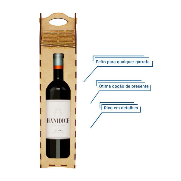 Imagem de Caixa Porta Vinho Madeira Retangular Decorativa Resistente 