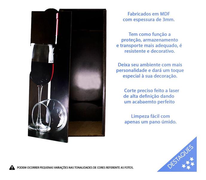 Imagem de Caixa Porta Vinhos Grande Madeira Personalizada Envio 24h