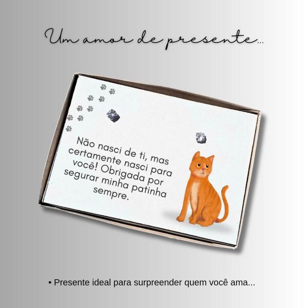 Imagem de Caixa Presente para joia/biju com frase Mãe de Gato