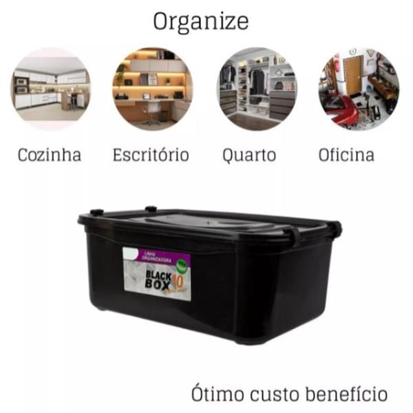 Imagem de Caixa Preta Organizadora 10 Litros Multiuso Ferramentas