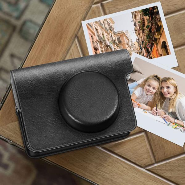 Imagem de Caixa protetora Fintie Compatível com Fujifilm Instax Wide 300 Instant Film Camera - Premium PU Leather Protective Bag Cover c/Removable Strap, Vintage Black