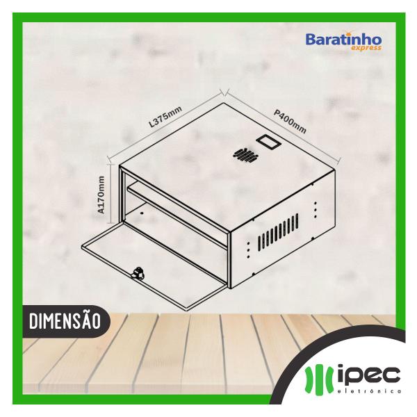 Imagem de Caixa Rack Organizador A170 Horizontal 15'' Gabinete Ipec