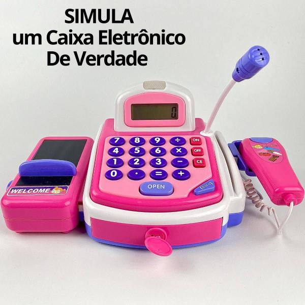 Imagem de Caixa registradora com calculadora acessórios microfone luz