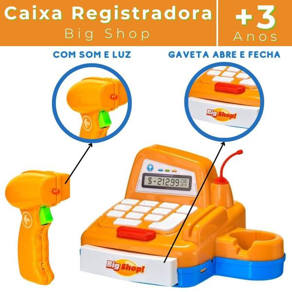 Imagem de Caixa Registradora De Brinquedo Infantil C/ Acessórios E Som