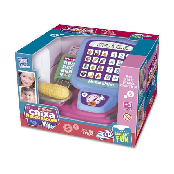 Caixa registradora infantil brinquedo mercadinho comprinhas - ZUCA TOYS Imagem de Caixa registradora infantil brinquedo mercadinho comprinhas - ZUCA TOYS