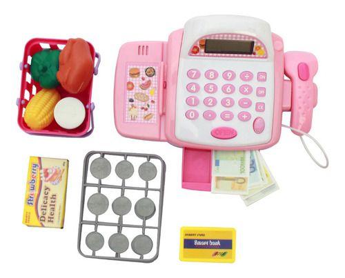 Imagem de Caixa Registradora Infantil Calculadora Mercadinho Cor Rosa