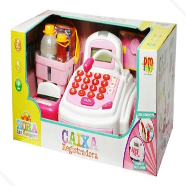 Imagem de Caixa Registradora Rosa Mercadinho Com Som E Luz - DM Toys