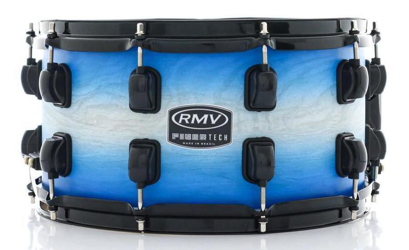 Imagem de Caixa RMV FiberTech Blue Wood Burst 14x8 Casco Híbrido com Aros Inoxidáveis 1,7mm (Exclusiva)