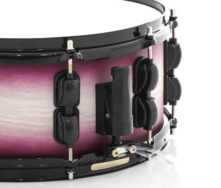 Imagem de Caixa RMV FiberTech Pink Wood Burst 14x5,5 Casco Híbrido com Aros Inoxidáveis 1,7mm (Exclusiva)