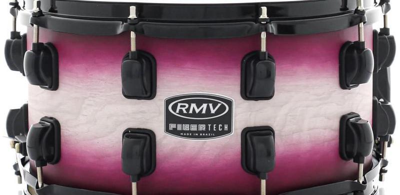 Imagem de Caixa RMV FiberTech Pink Wood Burst 14x8 Casco Híbrido com Aros Inoxidáveis 1,7mm (Exclusiva)