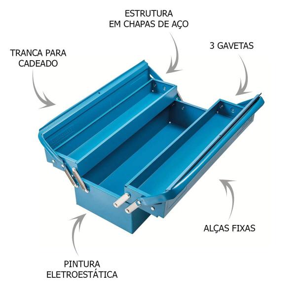 Imagem de Caixa Sanfonada Para Ferramentas 3 Gavetas Tramontina Master