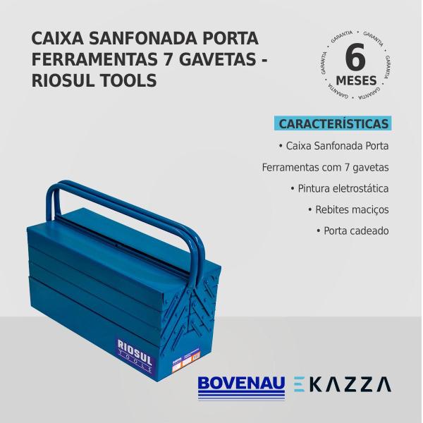 Imagem de Caixa sanfonada porta ferramentas 7 gavetas - Riosul Tools