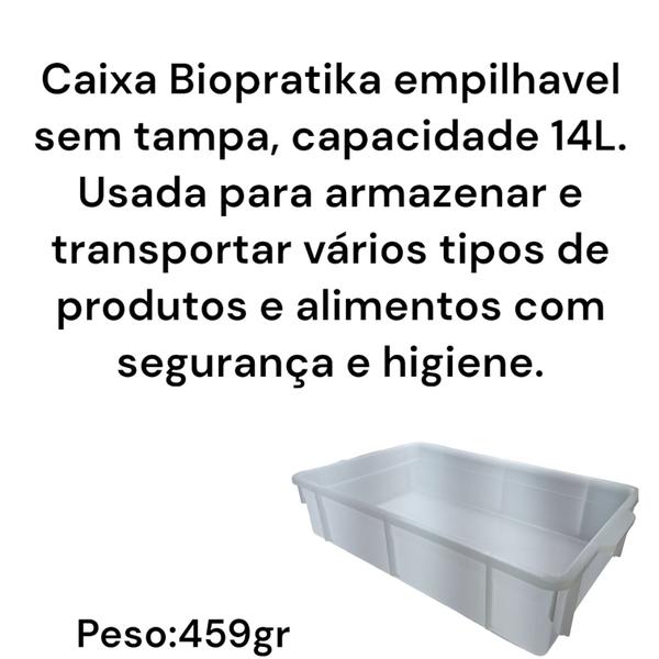 Imagem de CAIXA SEM TAMPA 14L EMPILHAVEL 33x12x51CM 0640 BIOPRATIKA