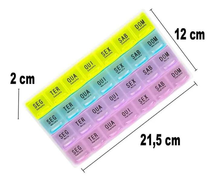 Imagem de Caixa Separadora De Comprimidos Com 28 Compartimentos 4xdia