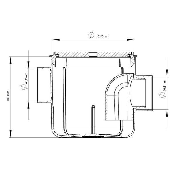 Imagem de Caixa Sifonada Branca com Grelha Quadrada Cromada 100mm x 100mm x 50mm Herc