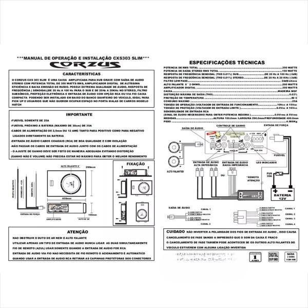 Imagem de Caixa Slim Cxs303 Amplificada 3 Canais Corzus 350w