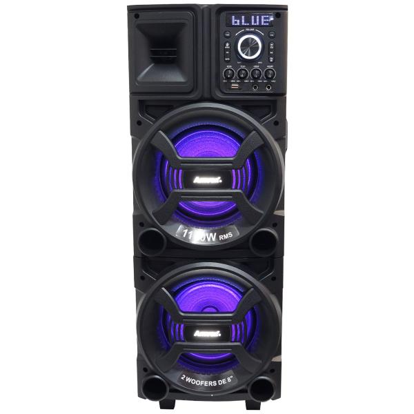 Imagem de Caixa Som Amplificada Bluetooth 1100W Rms Woofer Mp3 Usb Led Tws Bivolt ACA 1101 Duplo 8 Black