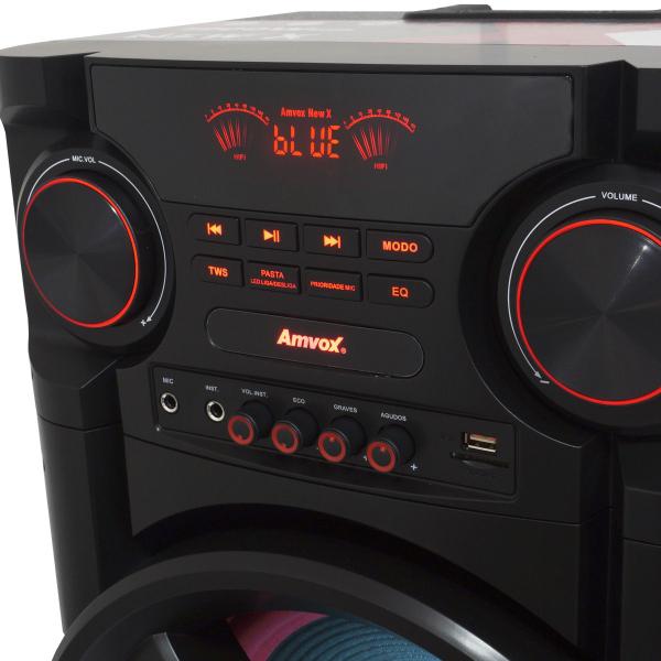 Imagem de Caixa Som Amplificada Bluetooth 1900W Rms Woofer Usb Led Tws Bivolt + 2 Microfones ACA 1900 New X