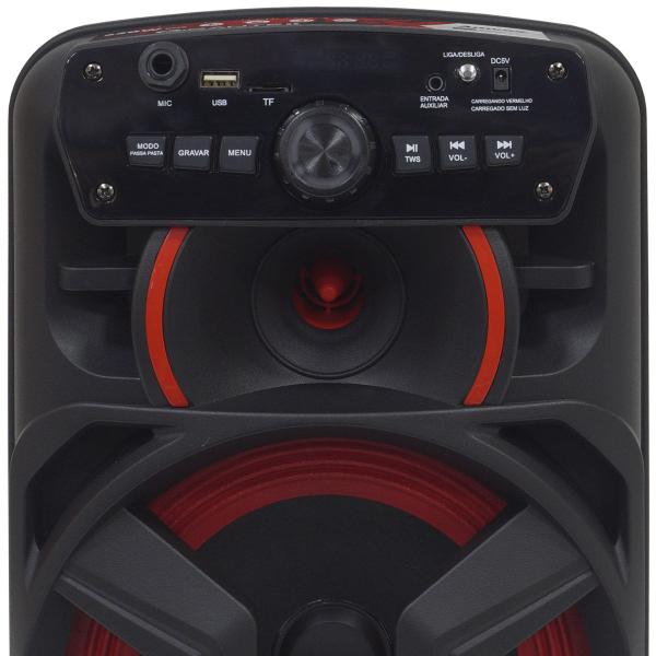 Imagem de Caixa Som Amplificada Portátil Bluetooth 220W Rms Mp3 Fm Usb Led Bateria Tws Amvox Aca 221 GiganteII