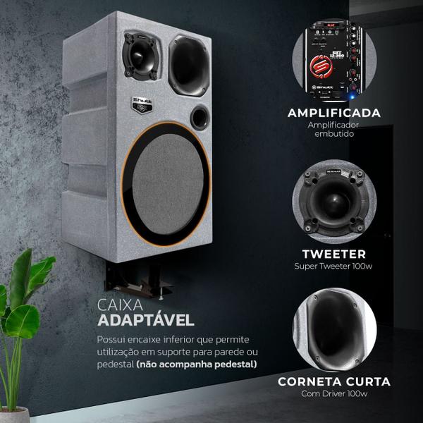 Imagem de Caixa Som Bob Igreja Amplificada Shutt 600w Subwoofer 12 Pol Connect Bluetooth USB P10 LED Completa