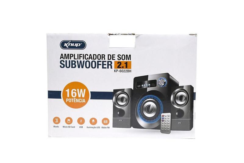 Imagem de Caixa Som Cartão/Pen Drive/Controle 16W Subwoofer Kp-6022Bh