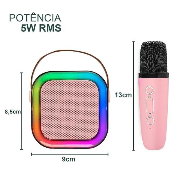 Imagem de Caixa Som Karaokê Infantil Bluetooth Microfone Sem Fio Luz