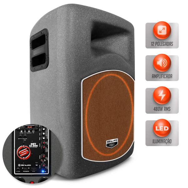 Imagem de Caixa Som Shutt Ativa 480W Bivolt Bluetooth USB Subwoofer Connect 12 Pol + Driver Titanium LED