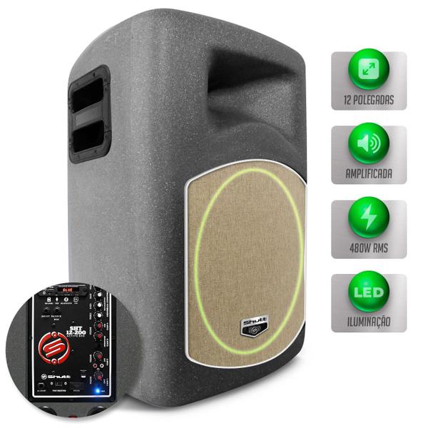 Imagem de Caixa Som Shutt Ativa Bivolt 480W Bluetooth USB P10 Subwoofer Connect 12 Pol + Driver Titanium LED