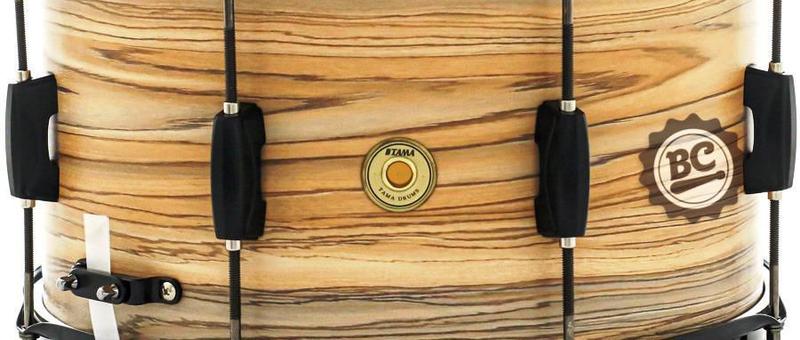 Imagem de Caixa Tama Woodworks Art Grain Natural Zebrawood Wrap 14x8 Ballad Snare Matte Black Hardware