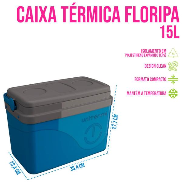 Imagem de Caixa Térmica 15 litros 22 Latas Cooler Alça Bebidas Gelada